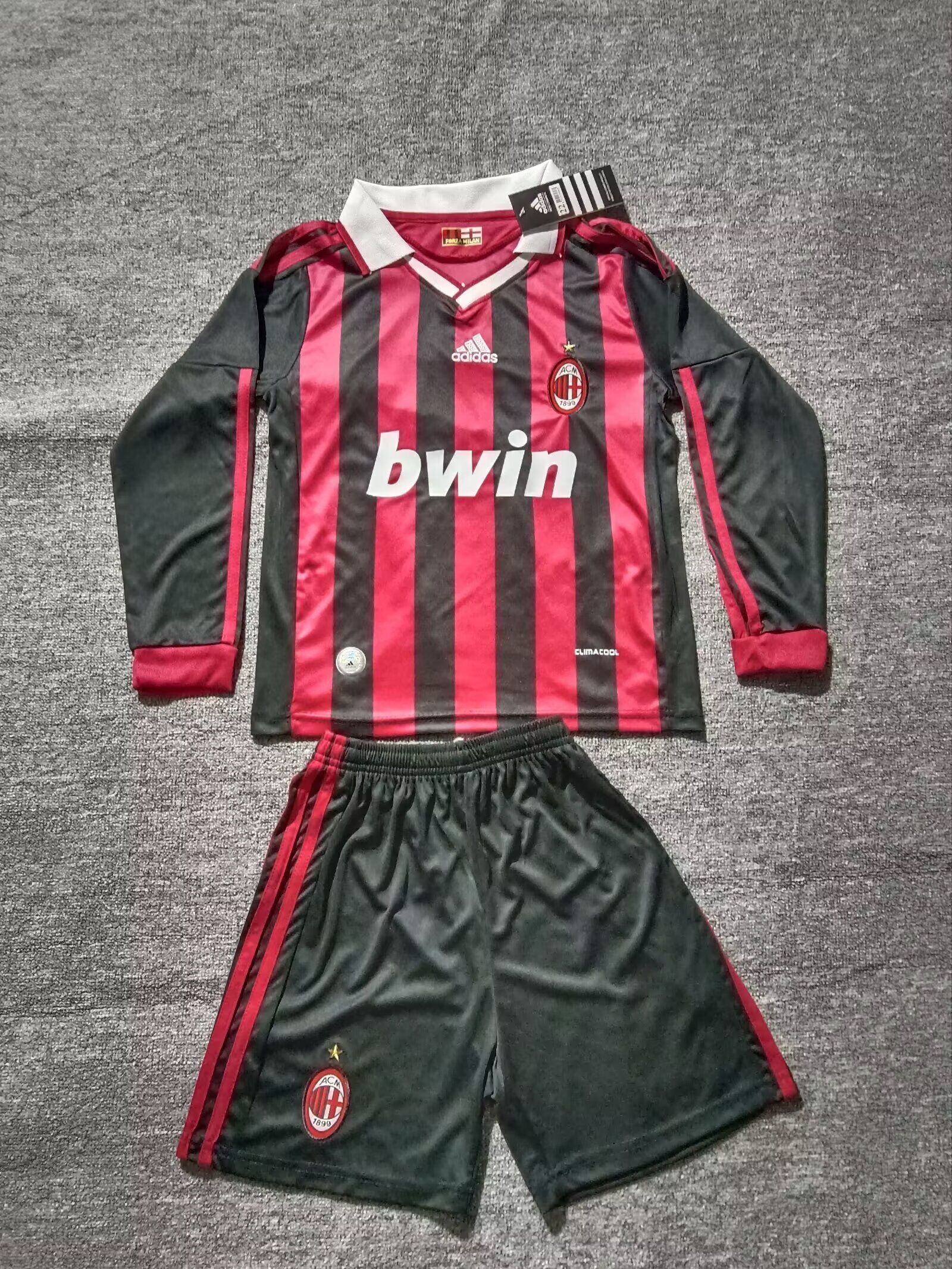 Kids-AC Milan 09/10 Home Long Soccer Jersey